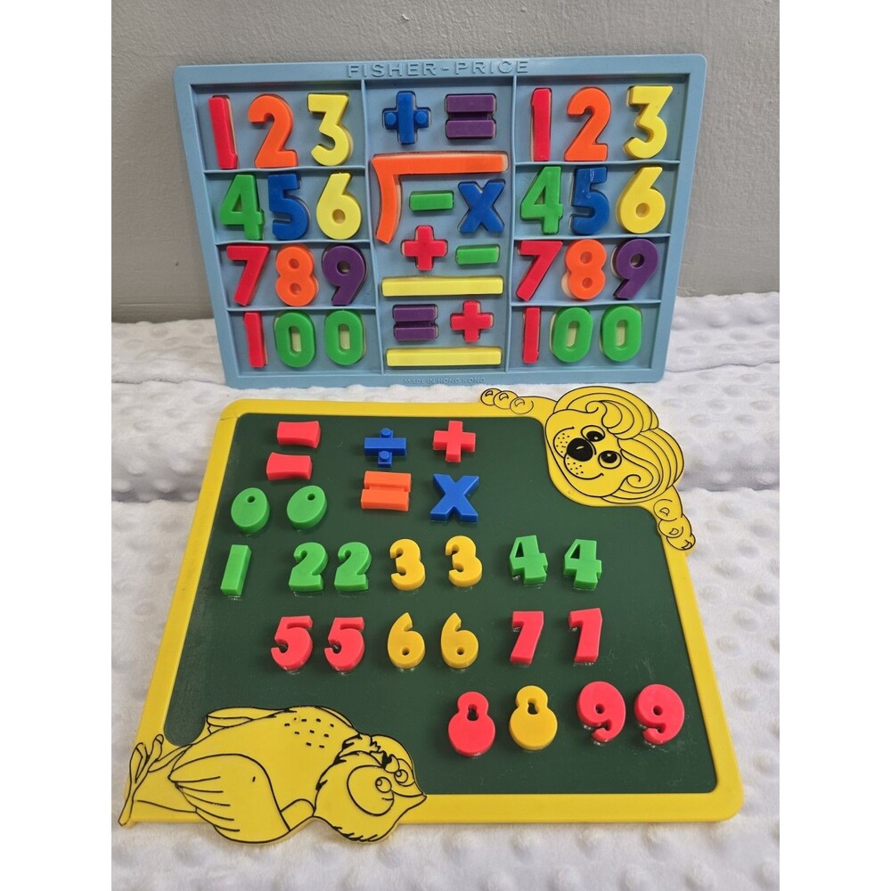 Vintage Fisher-Price Magnetic Alphabet Letters Numbers Set Hong Kong School Tray